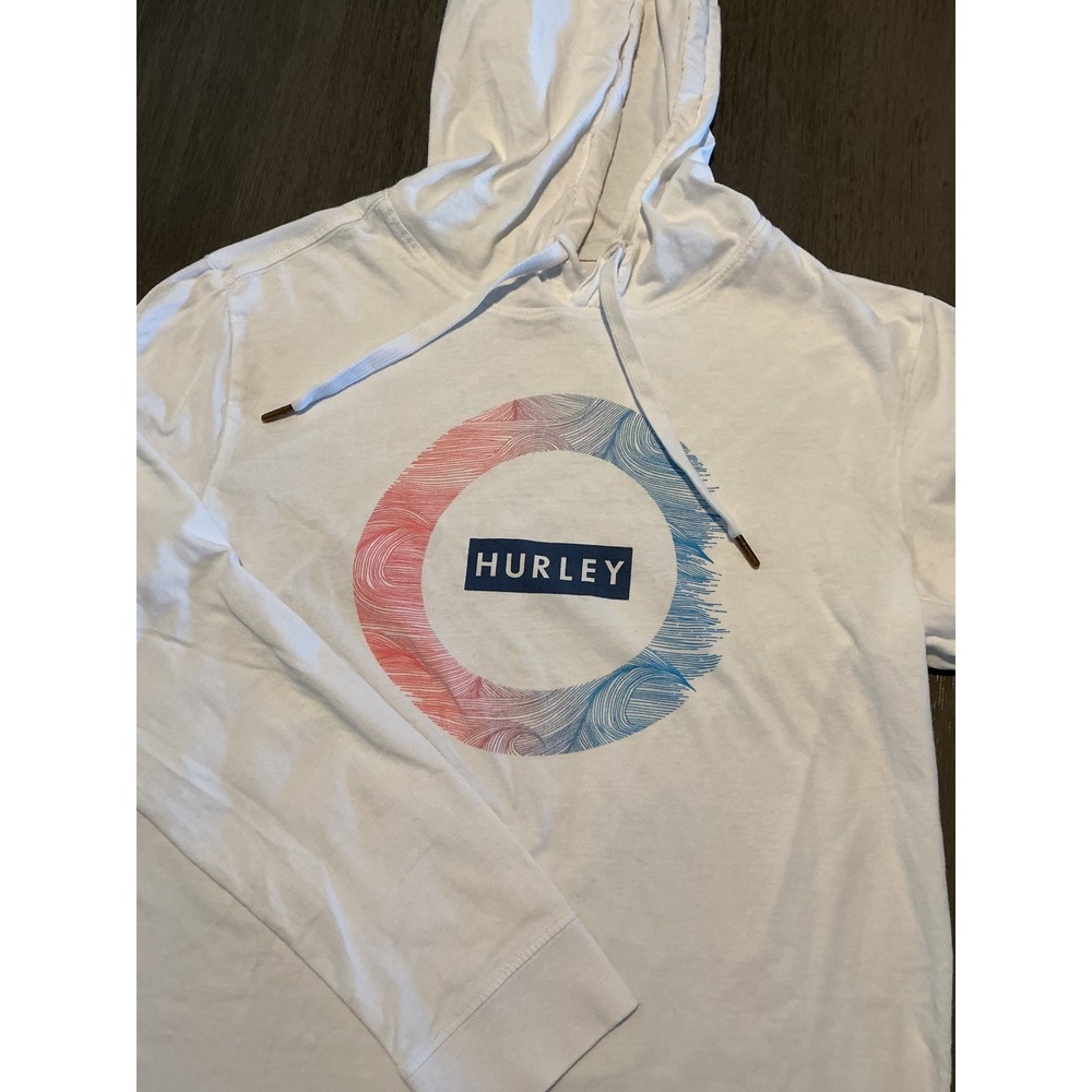 Hurley Men's White Graphic Hooded Long Sleeve Shirt Size S
